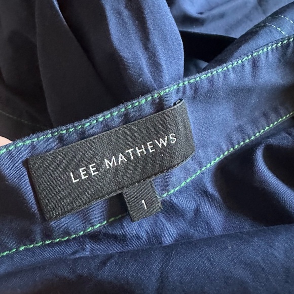 Lee Matthews oversized mini dress navy blue green stitching size 1 (US 2 or 4) S - Picture 3 of 6